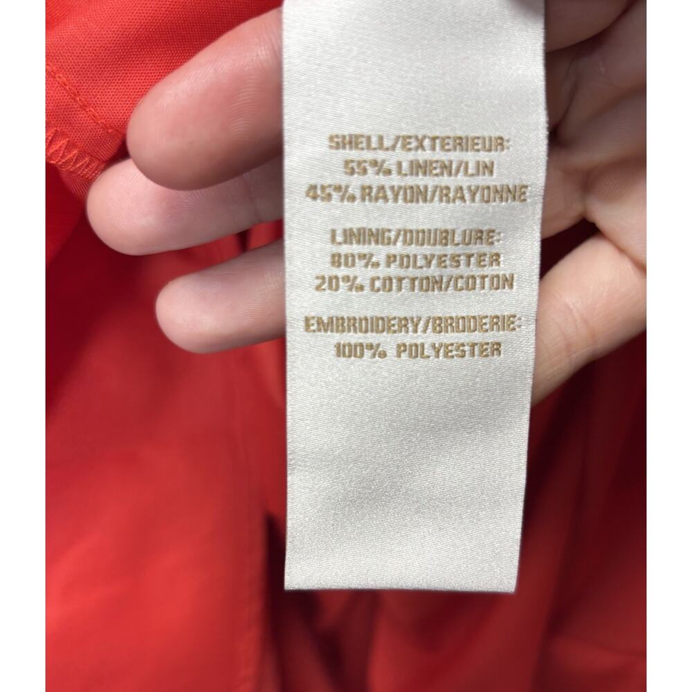 Caroline Constas Whipstitch Trim A-Line Linen Blend Midi Dress Cherry Red SZ 10 - Picture 11 of 12